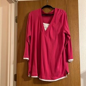 Bright pink over-sized shirt